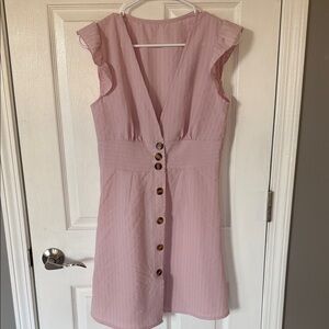 SHEIN Blush Pink Buttoned Mini Dress